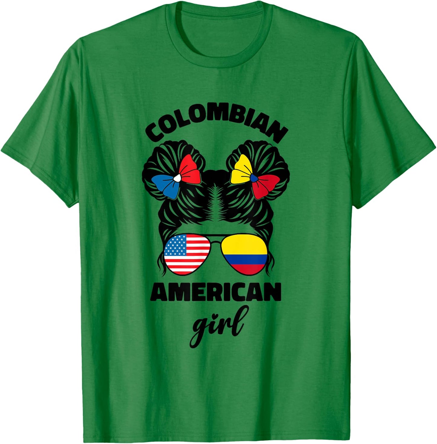 Half American and Colombian USA Colombia Flag Kids Girls T-Shirt - T-Shirt | Irish Green