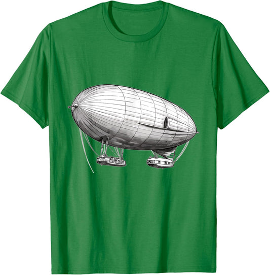 Retro Zeppelin 70s 80s Dirigible Airship Zepelin Zepplin T-Shirt - T-Shirt | Irish Green