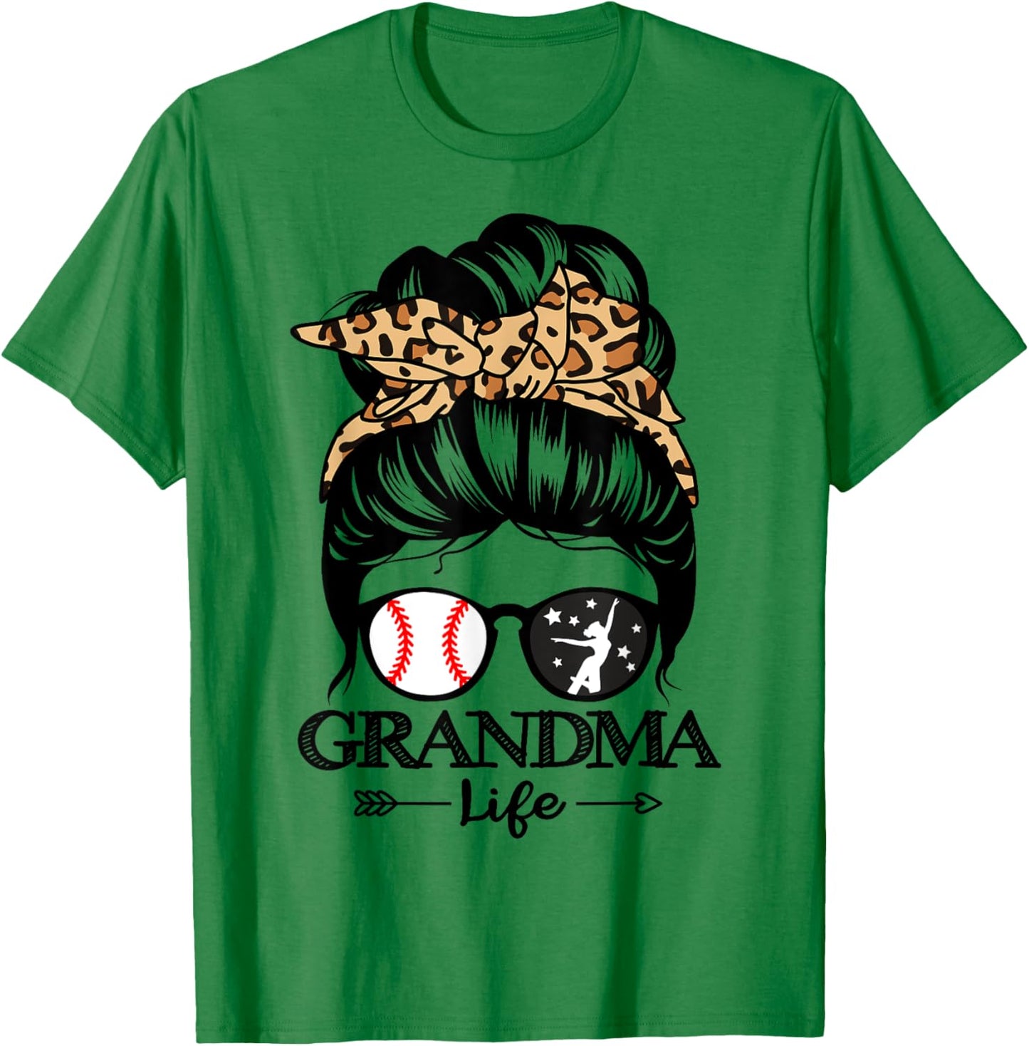 Grandma Life Messy Bun Hair Funny Baseball Dance Grandma T-Shirt - T-Shirt | Irish Green