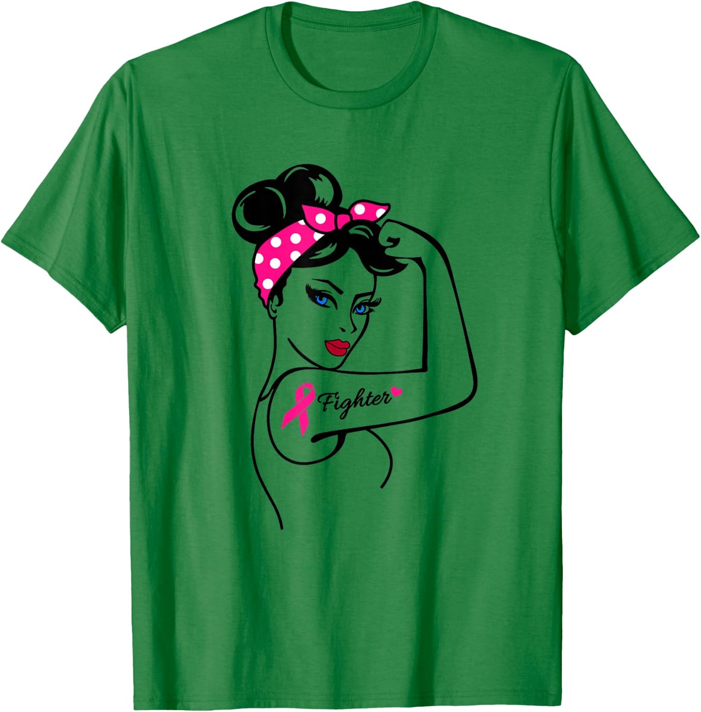 Fighter Rosie The Riveter Breast Cancer Awareness T-Shirt - T-Shirt | Irish Green