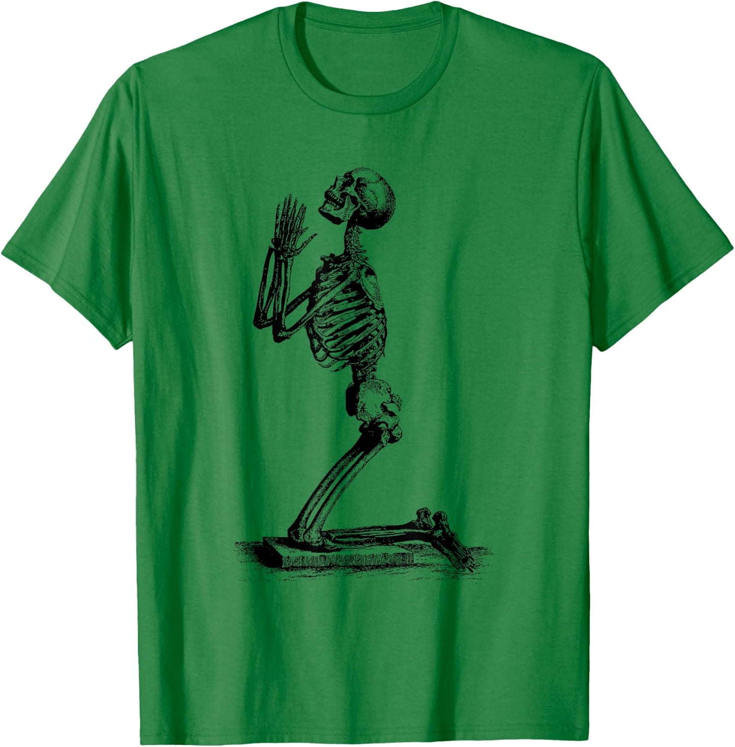 Vintage Illustration of a Praying Skeleton T-Shirt - T-Shirt | Irish Green