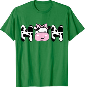 Mom of The Birthday Girl Funny Cow Mom Mama Bday Matching T-Shirt - T-Shirt | Irish Green