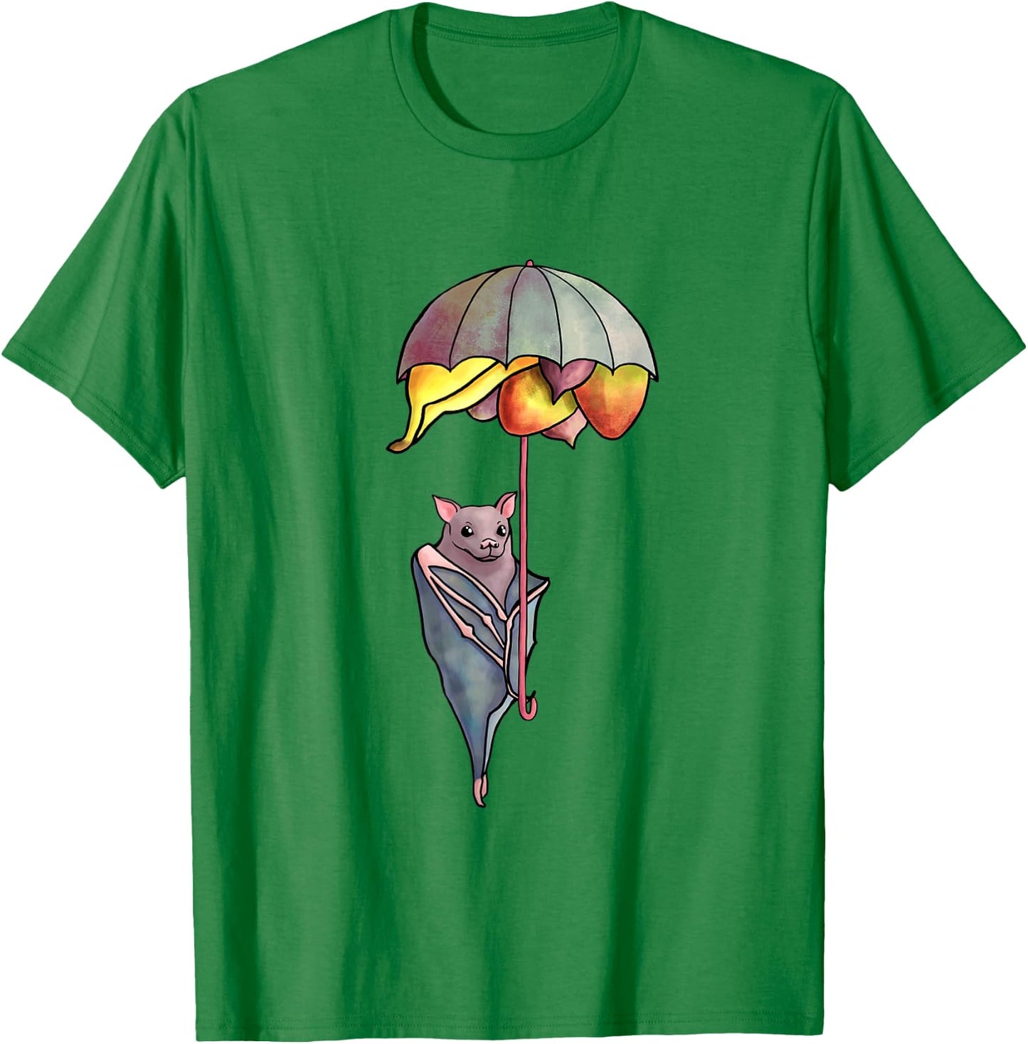 Cute Fruit Bat with Umbrella Fruit Basket T-Shirt - T-Shirt | Irish Green