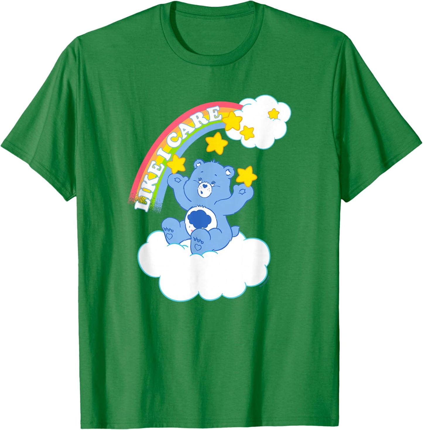 Care Bears Grumpy Bear Like I Care Sassy Rainbow Portrait T-Shirt - T-Shirt | Irish Green