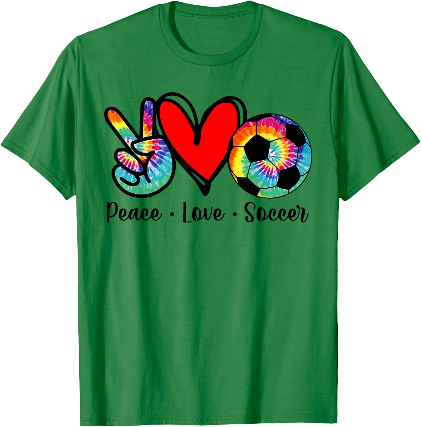 Peace Love Soccer Tie Dye Design Women Teen Girls Toddler T-Shirt - T-Shirt | Irish Green