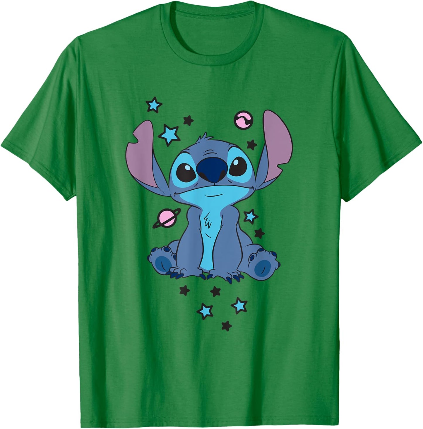 Disney Lilo & Stitch Stars & Planets Cute Stitch Portrait T-Shirt - T-Shirt | Irish Green