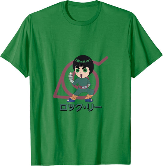 Naruto Classic Lee and Konohagakure Symbol T-Shirt - T-Shirt | Irish Green