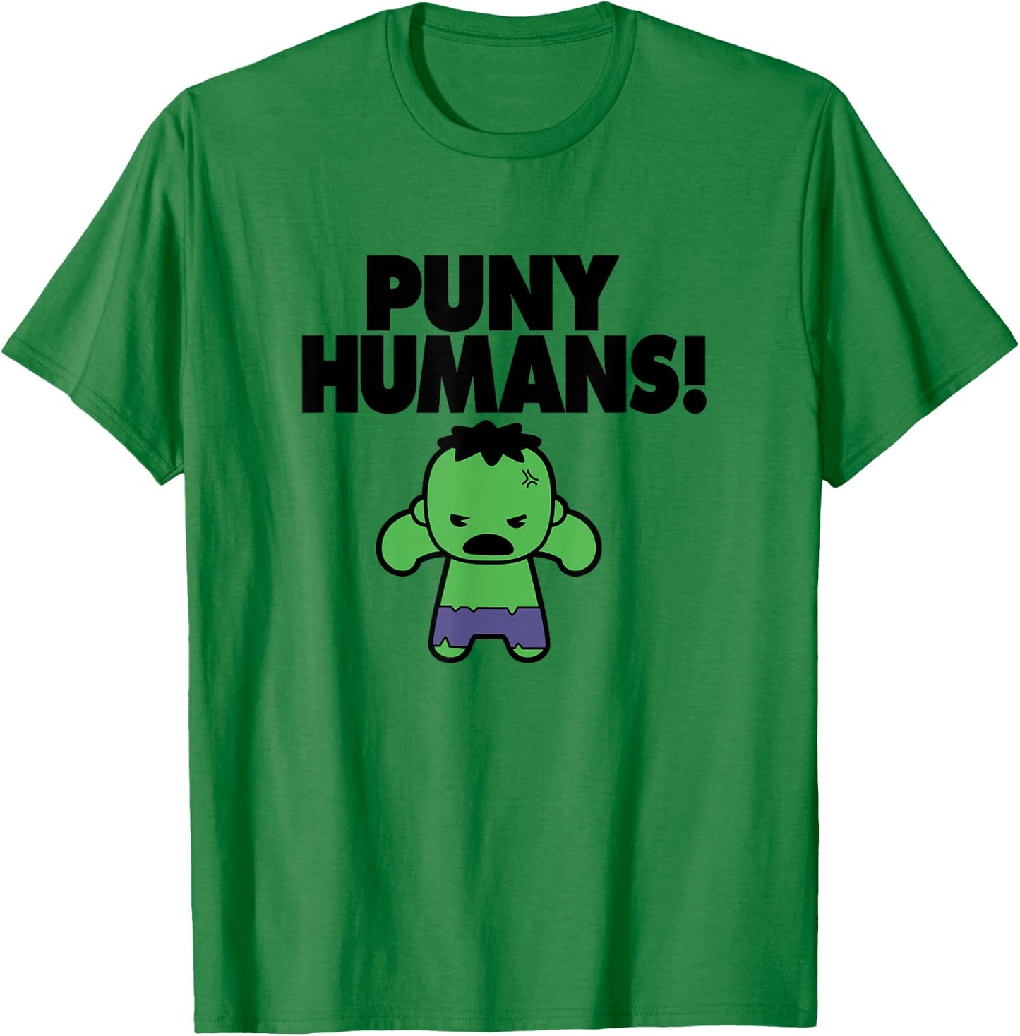Marvel Kawaii Puny Humans! Angry Chibi Hulk Portrait T-Shirt - T-Shirt | Irish Green