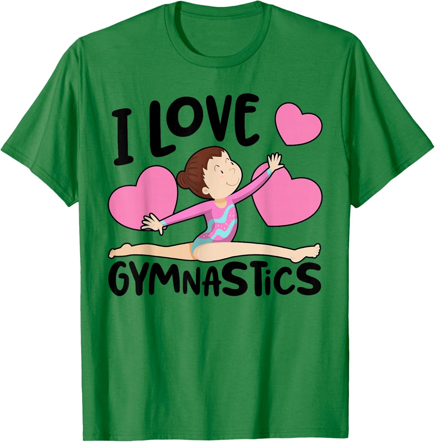 I Love Gymnastics Sports Gymnast Girls Women Cute Heart T-Shirt - T-Shirt | Irish Green