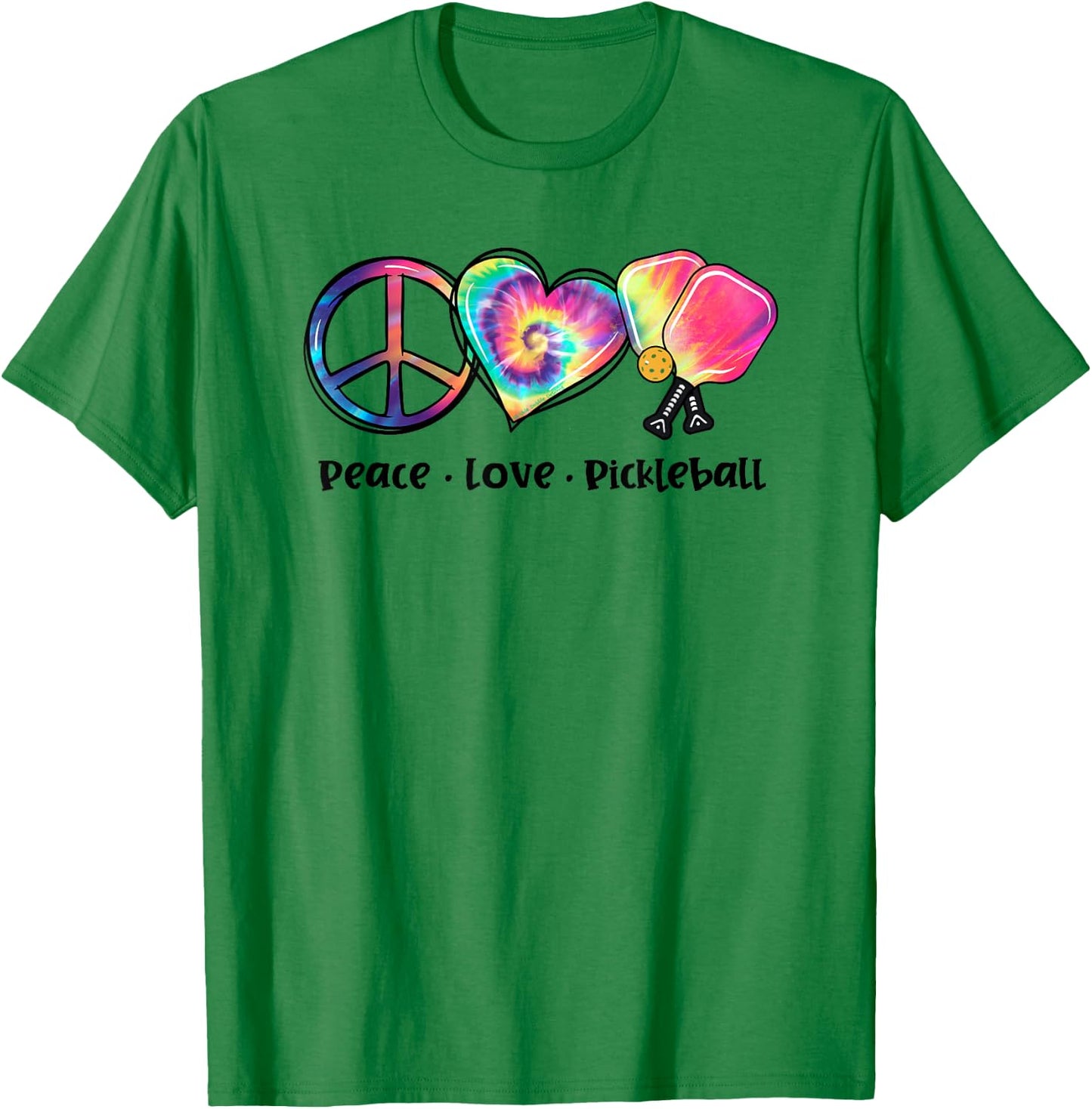 Tie Dye Peace Love Pickleball Lovers Cute Pickleball T-Shirt - T-Shirt | Irish Green