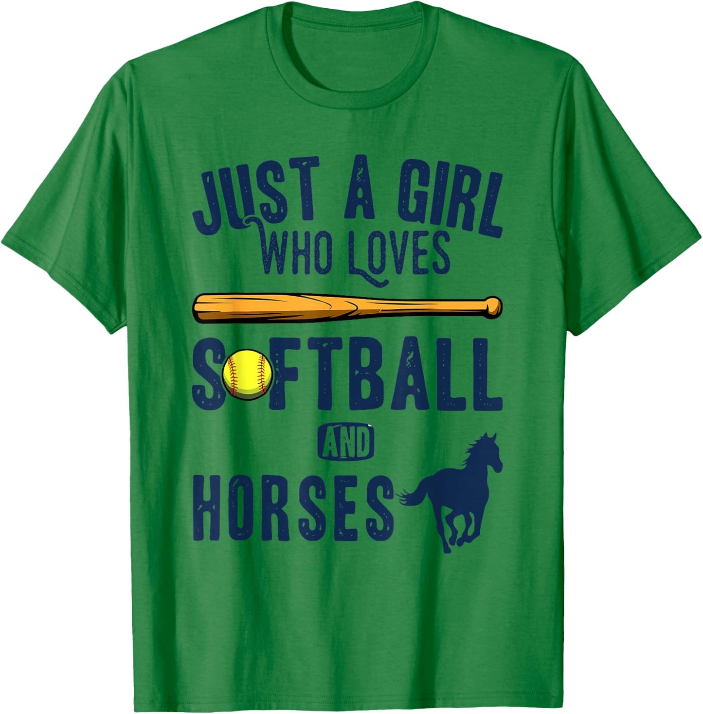 Just a girl who loves Horses and softball kids funny saying T-Shirt - T-Shirt | Irish Green