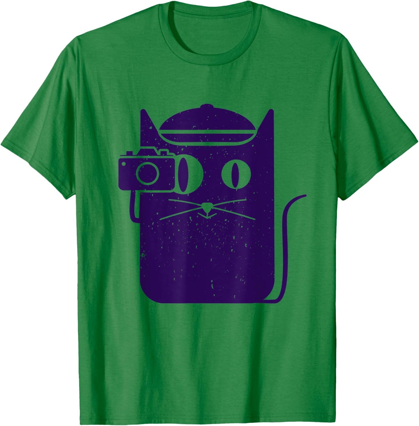 Camera Cat Funny Cute Kawaii Photography Photographer Men Women Kids T-Shirt - T-Shirt | Irish Green