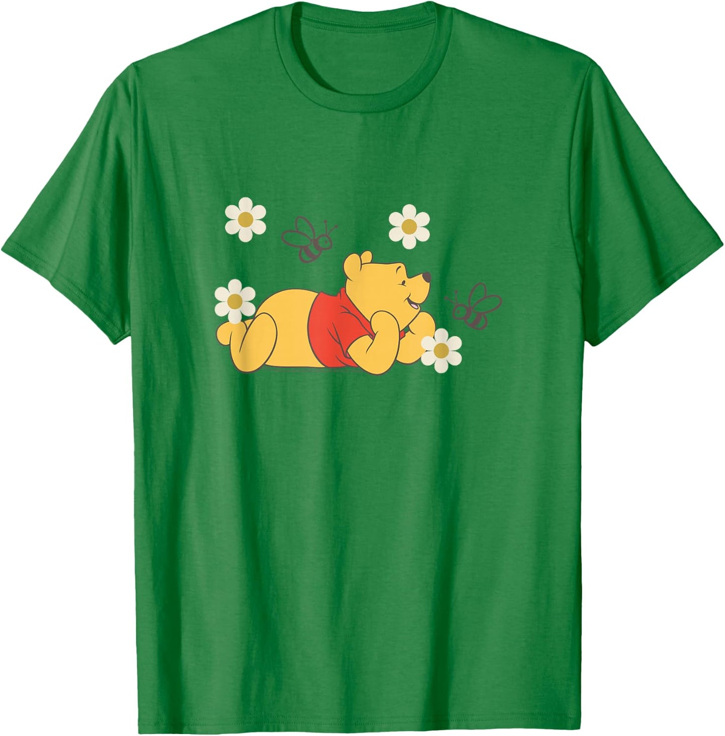 Disney Winnie The Pooh in Nature with Bees Floral Portrait T-Shirt - T-Shirt | Irish Green
