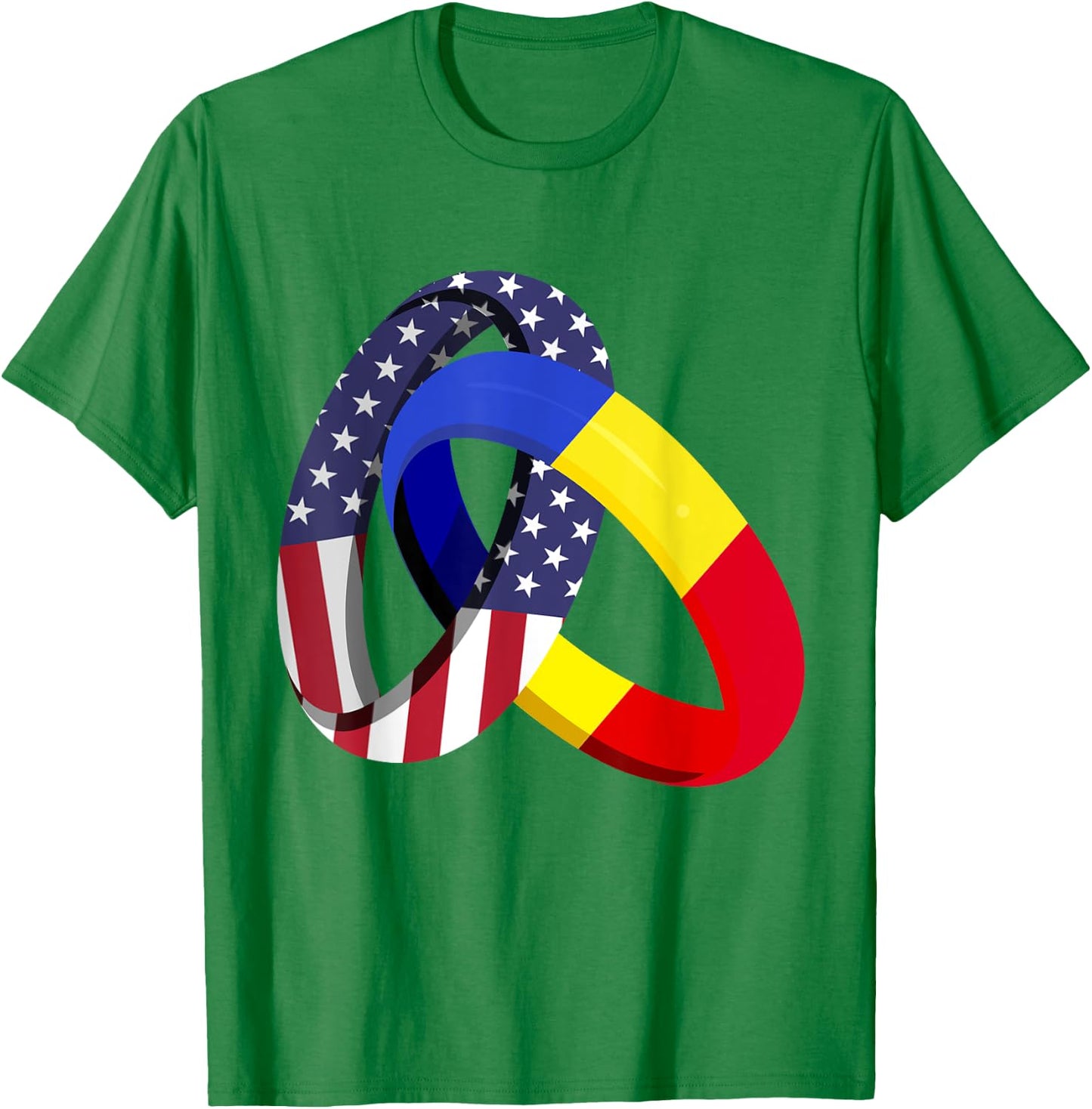 Romania American Ring Heritage Month Patriot Flags T-Shirt - T-Shirt | Irish Green