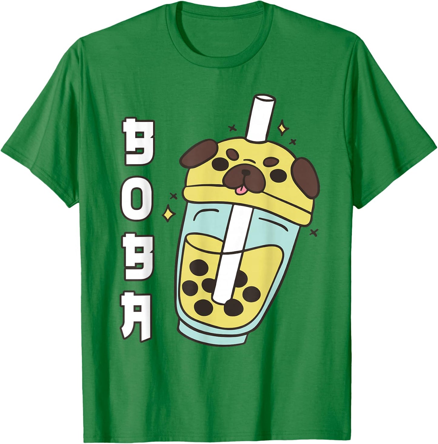 Cute Pug Boba Tea Toddler Girl Kid Dog Mom Lover Gift Kawaii T-Shirt - T-Shirt | Irish Green