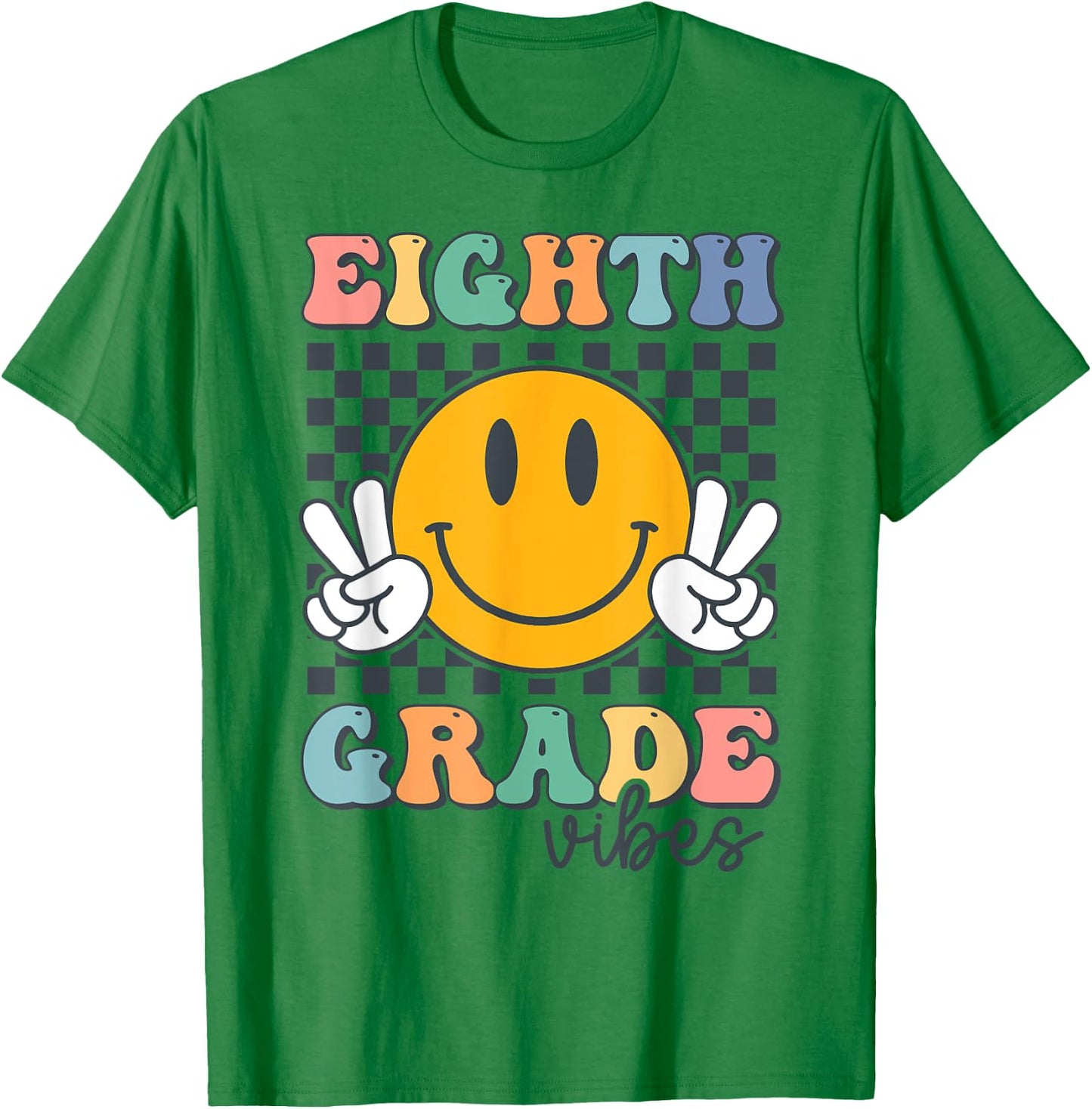 Eighth Grade Vibes Retro Smile Back To School 8th Grade Team T-Shirt - T-Shirt | Irish Green