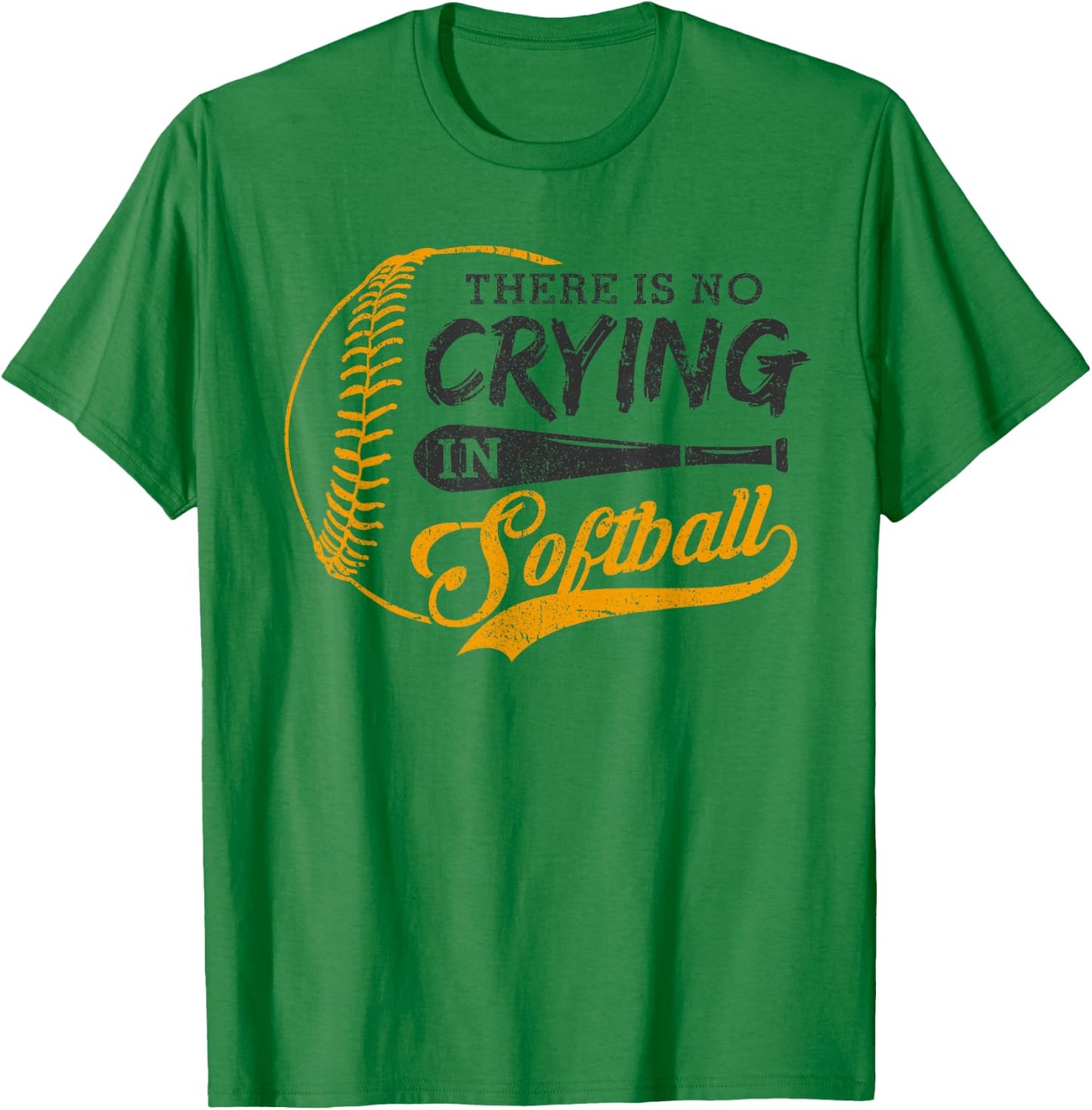 Vintage There Is No Crying In Softball Sports Funny Softball T-Shirt - T-Shirt | Irish Green