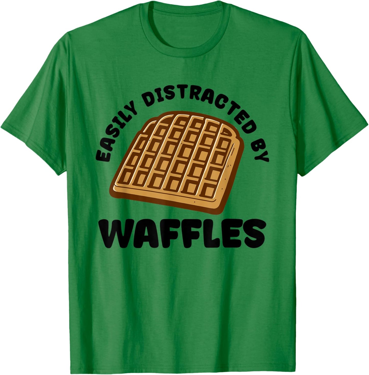 Distracted by Waffles Ironic Waffle Lover T-Shirt - T-Shirt | Irish Green