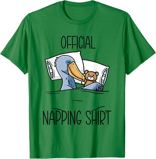 Sleeping Shoebill Bird Hoe-billed Stork With Stuffed Animal T-Shirt - T-Shirt | Irish Green