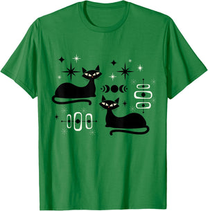 Midcentury Mid Century Cat Retro Atomic Age Space Modern T-Shirt - T-Shirt | Irish Green