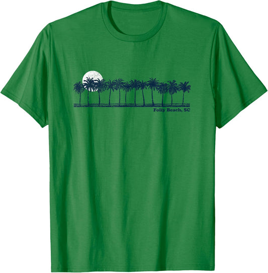 Folly Beach Vintage 70s Retro Throwback Design T-Shirt - T-Shirt | Irish Green