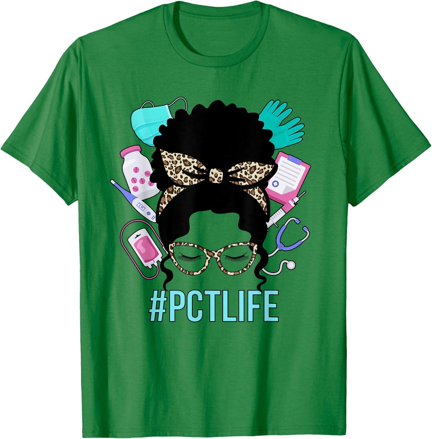 Black PCT Life Patient Care Tech Patient Care Technician T-Shirt - T-Shirt | Irish Green