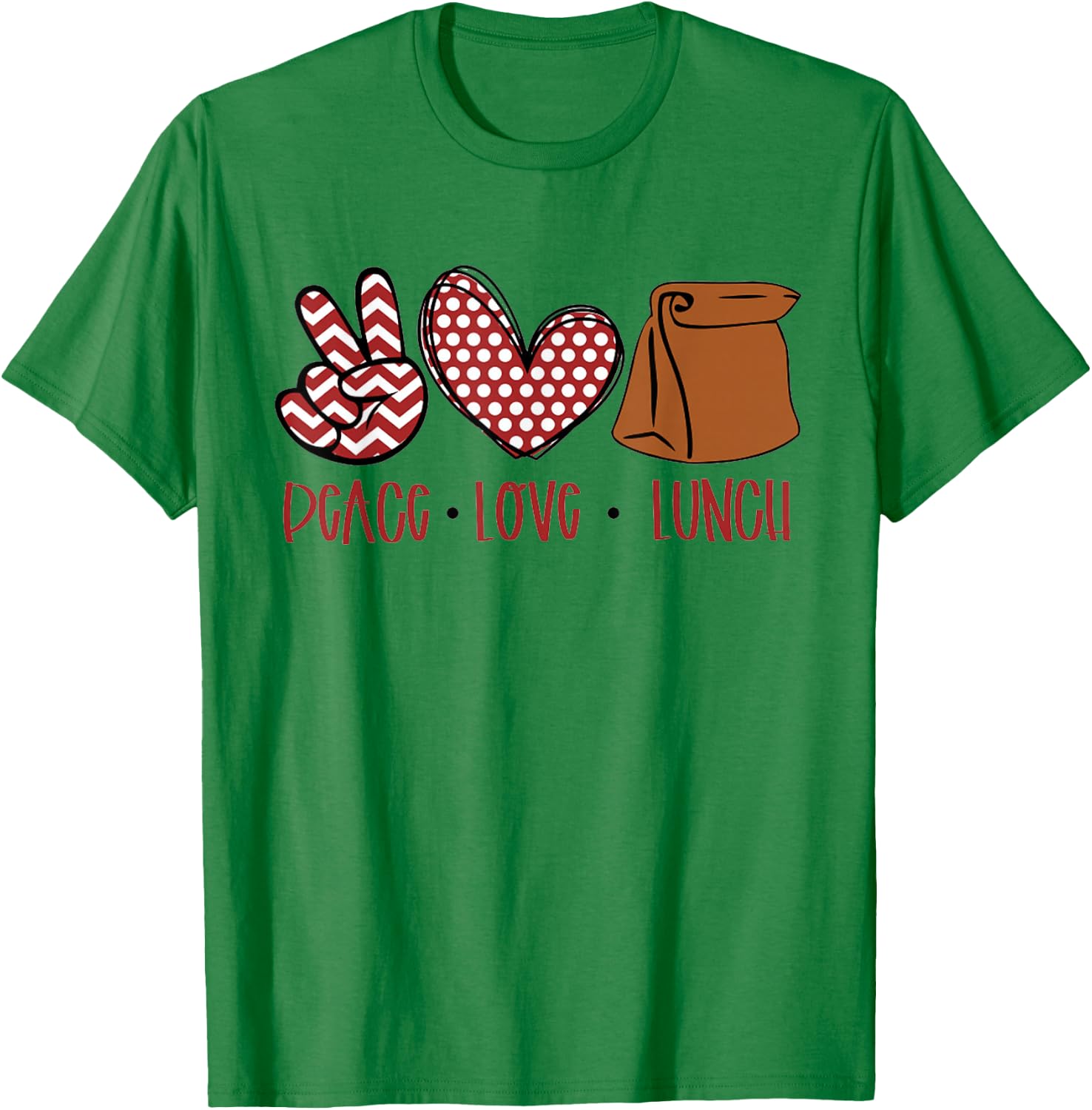 Lunch Lady Peace Love Lunch Peace Heart Sign Women Men Kid T-Shirt - T-Shirt | Irish Green