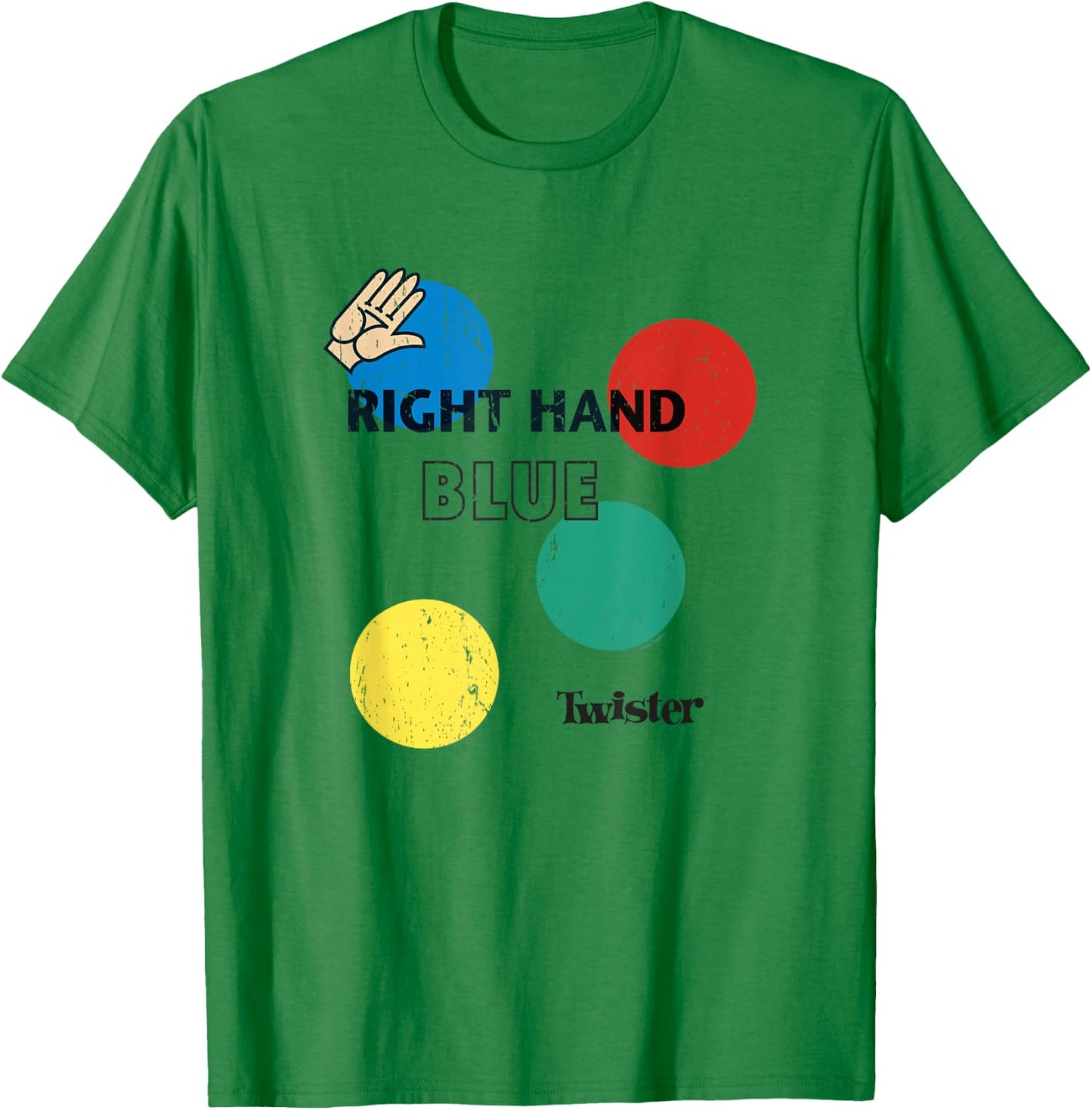 Twister Vintage Retro Distressed Right Hand Blue Game Logo T-Shirt - T-Shirt | Irish Green