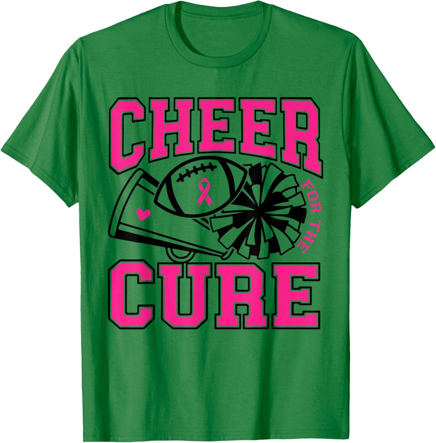 Cheer For The Cure Breast Cancer Awareness Cheerleader T-Shirt - T-Shirt | Irish Green