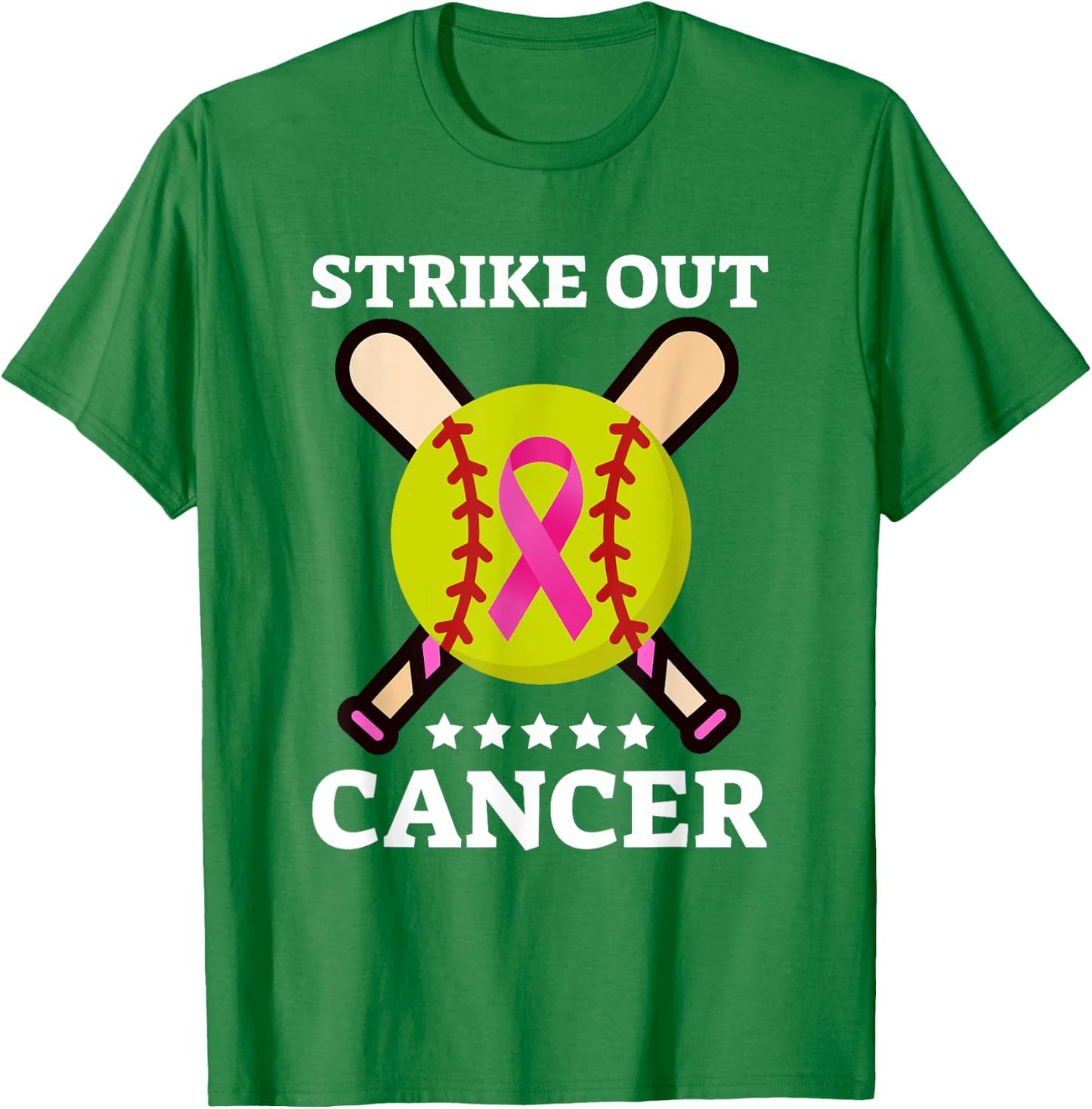 Strike Out Breast Cancer Awareness Day Pink Ribbon Softball T-Shirt - T-Shirt | Irish Green