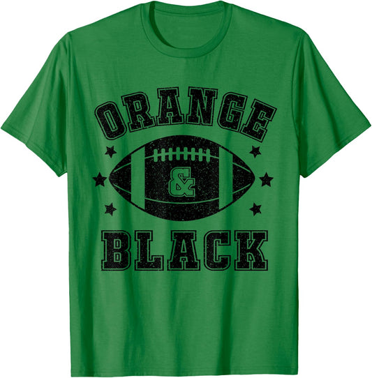 On Gameday Football We Wear Orange And Black School Spirit T-Shirt - T-Shirt | Irish Green