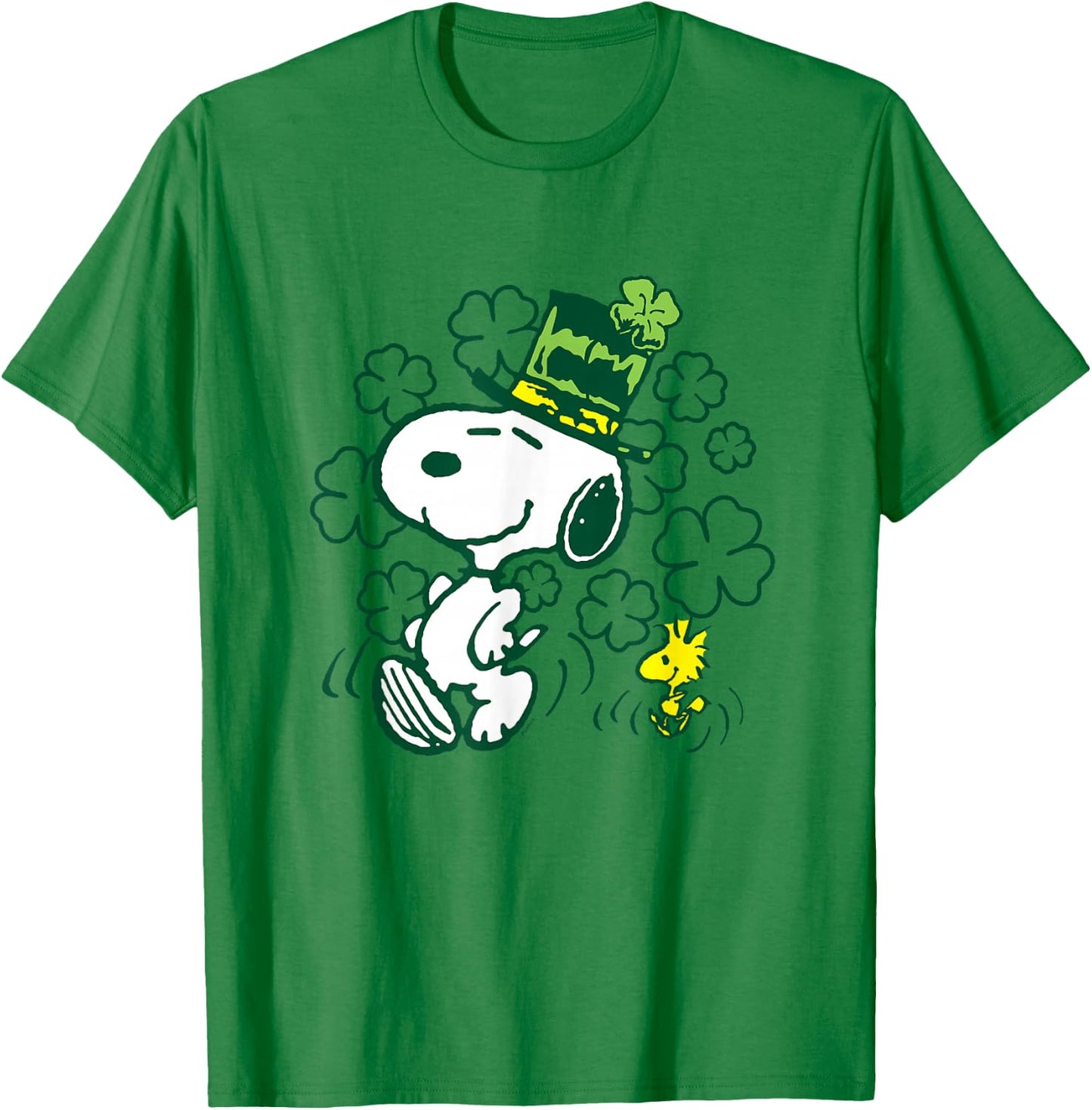 Peanuts - Snoopy and Woodstock St. Paddy's Day Clovers T-Shirt - T-Shirt | Irish Green