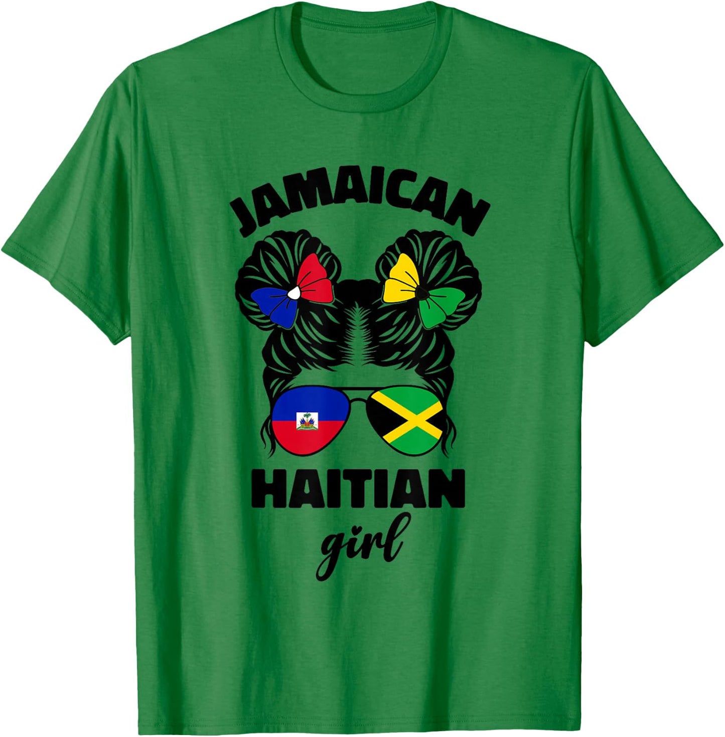 Half Jamaican Haitian Jamaica Flag Haiti Ayiti Kids Girls T-Shirt - T-Shirt | Irish Green