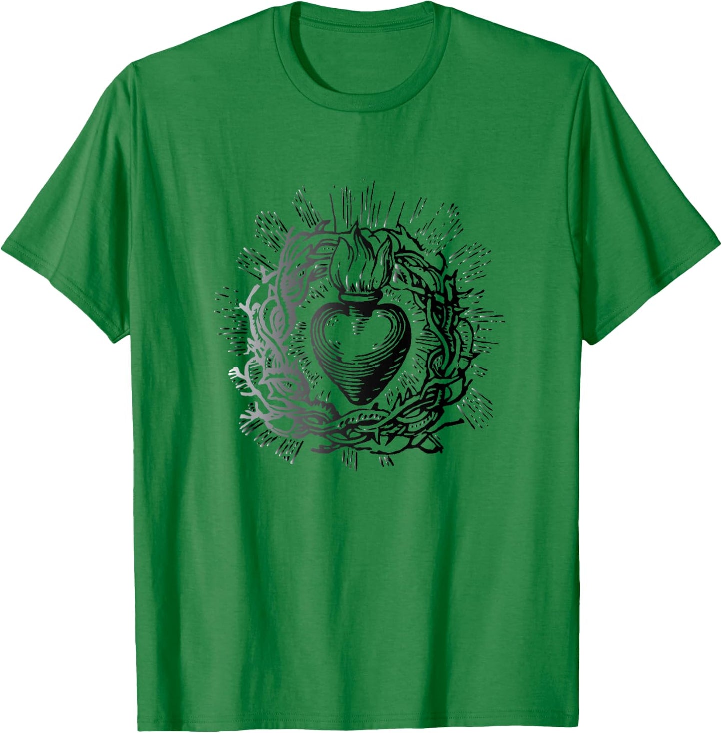Traditional Sacred Heart of Jesus T-Shirt - T-Shirt | Irish Green