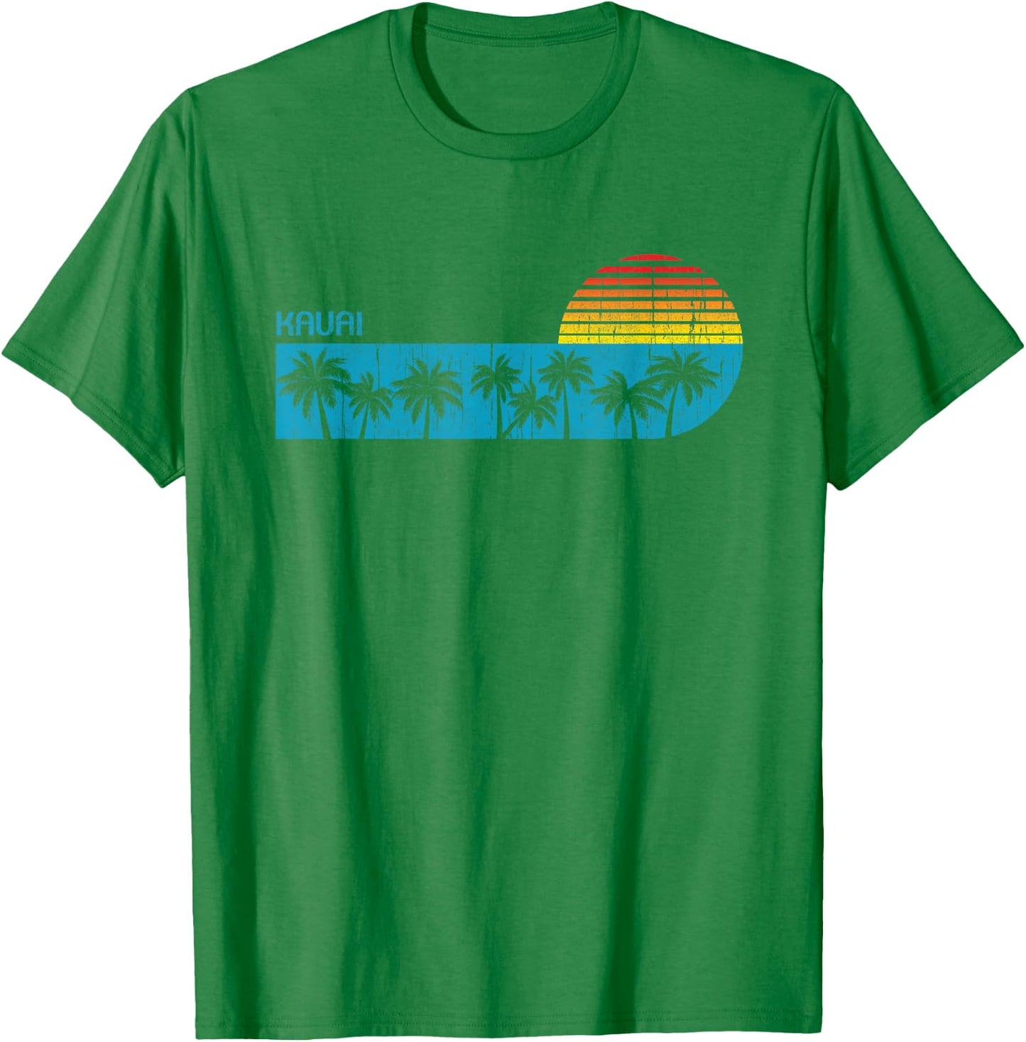 Vintage Kauai Hawaii Palm Trees Graphic Souvenir T-Shirt - T-Shirt | Irish Green