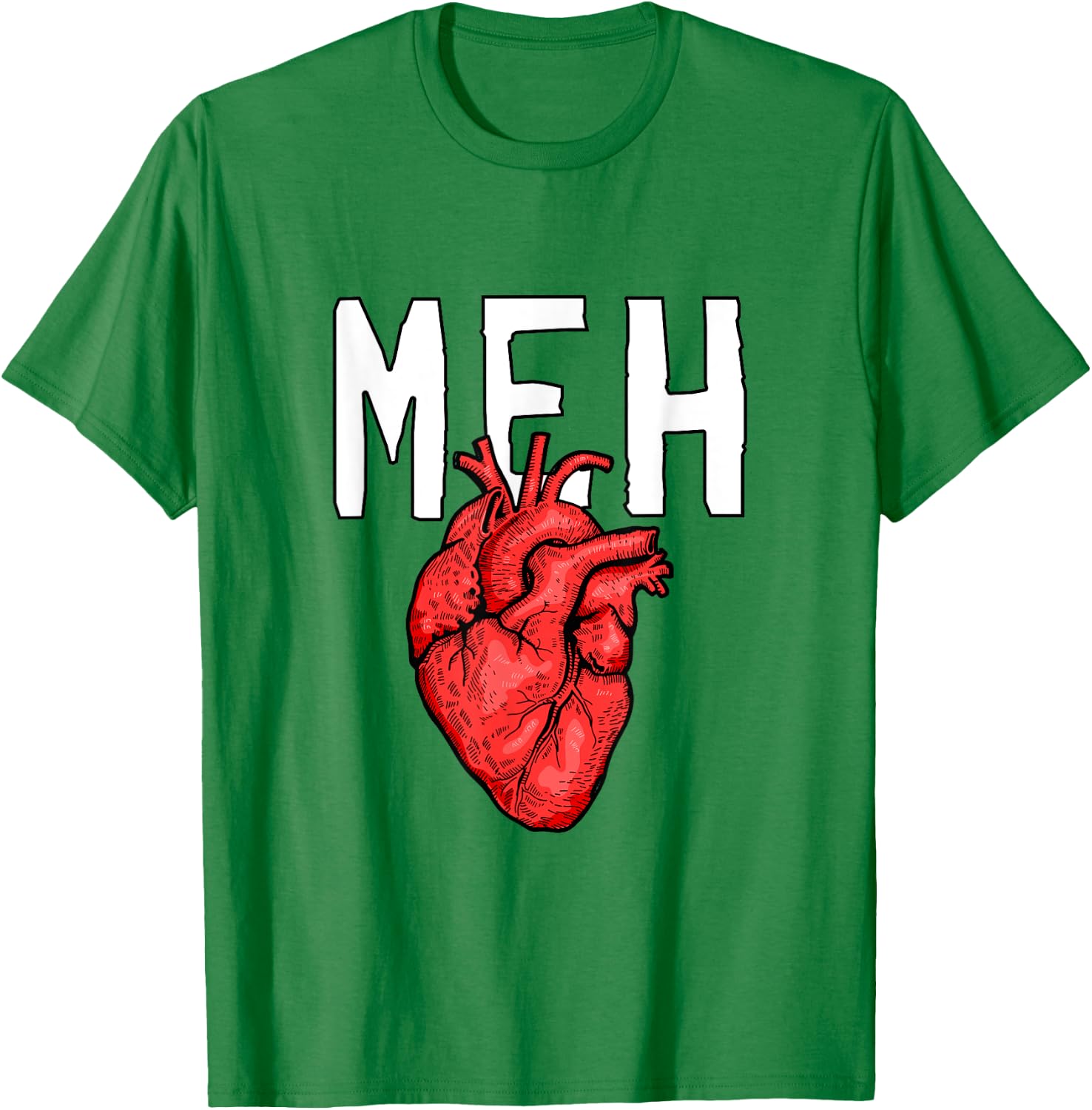 Anti Valentine's Day Anatomically Correct Heart Meh Geek T-Shirt - T-Shirt | Irish Green
