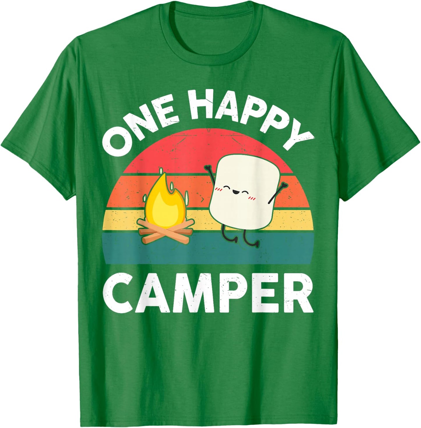 Kids One Happy Camper Toddler Boy Funny Marshmallow Camping T-Shirt - T-Shirt | Irish Green