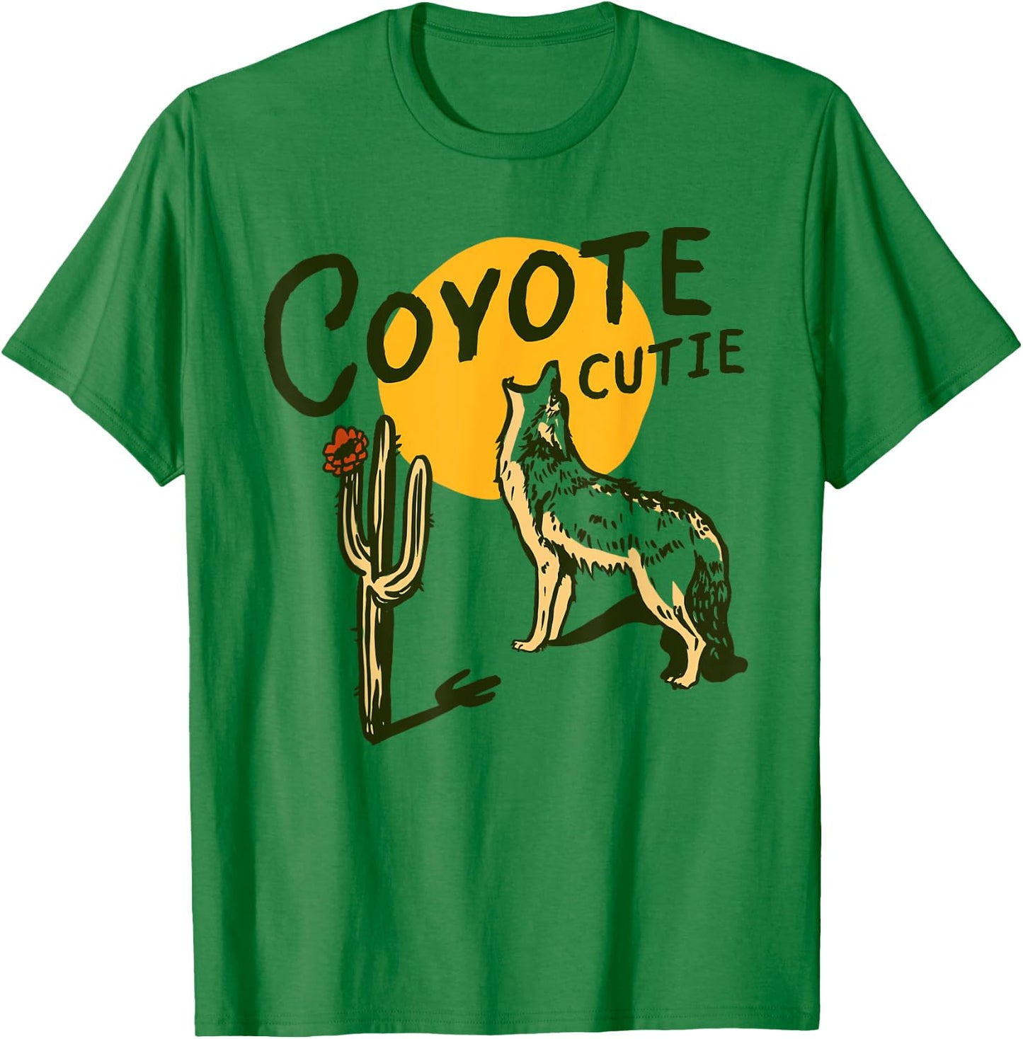 Coyote Cutie: Cute, Adorable Howl At The Moon Wolf Animal T-Shirt - T-Shirt | Irish Green