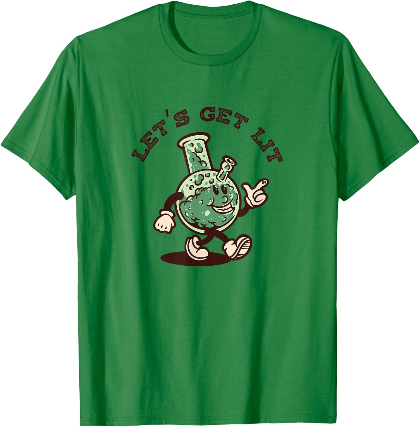 Let's Get Lit - Retro Vintage Cartoon Bong T-Shirt - T-Shirt | Irish Green