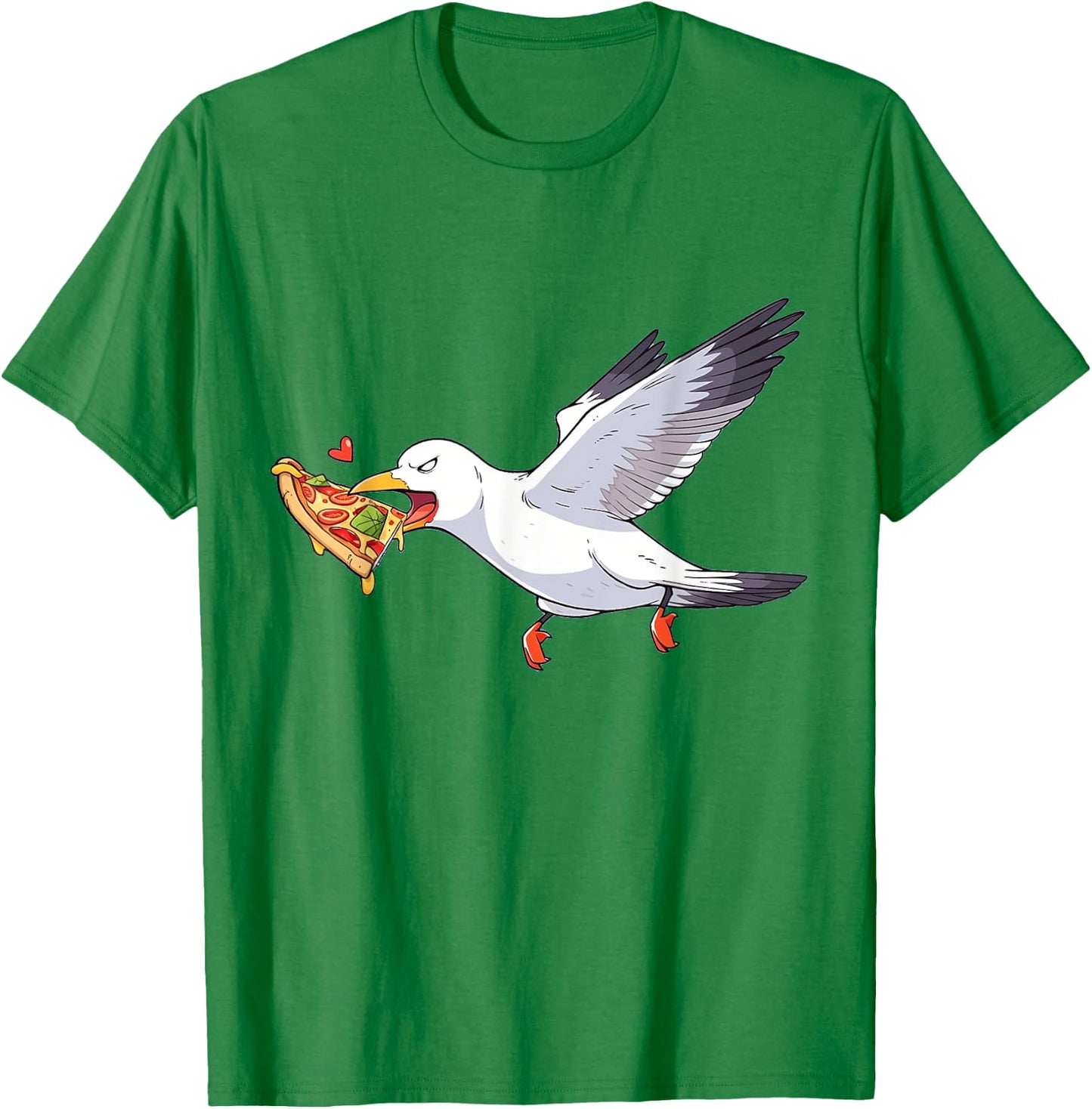 Cranky Seagull Funny Shirt Beach Birds Stealing Pizza Summer T-Shirt - T-Shirt | Irish Green