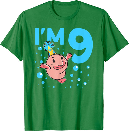 I'm 9 Blob Fish 9th Birthday Blobfish T-Shirt - T-Shirt | Irish Green