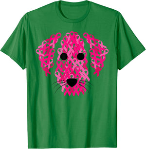 Dog Pink Ribbon Breast Cancer Awarenesss T-Shirt - T-Shirt | Irish Green