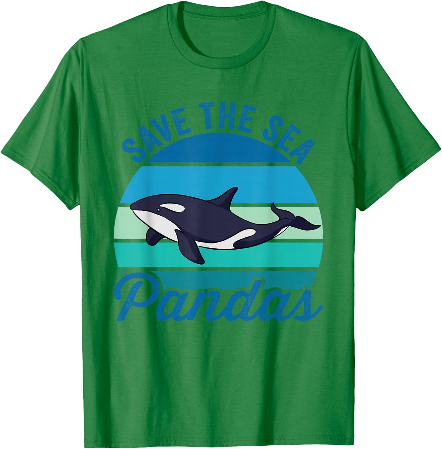 Save The Sea Pandas Cute Vintage Orca Whale T-Shirt - T-Shirt | Irish Green