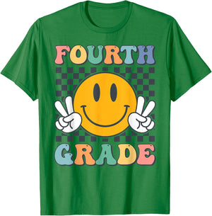 Fourth Grade Team Teachers Boys Girls Retro Smile 4th Grade T-Shirt - T-Shirt | Irish Green