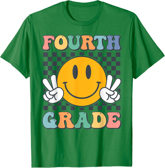 Fourth Grade Team Teachers Boys Girls Retro Smile 4th Grade T-Shirt - T-Shirt | Irish Green