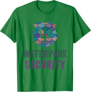 Funny WATERPARK SECURITY Water Theme Park Mermaid Patrol Dad T-Shirt - T-Shirt | Irish Green