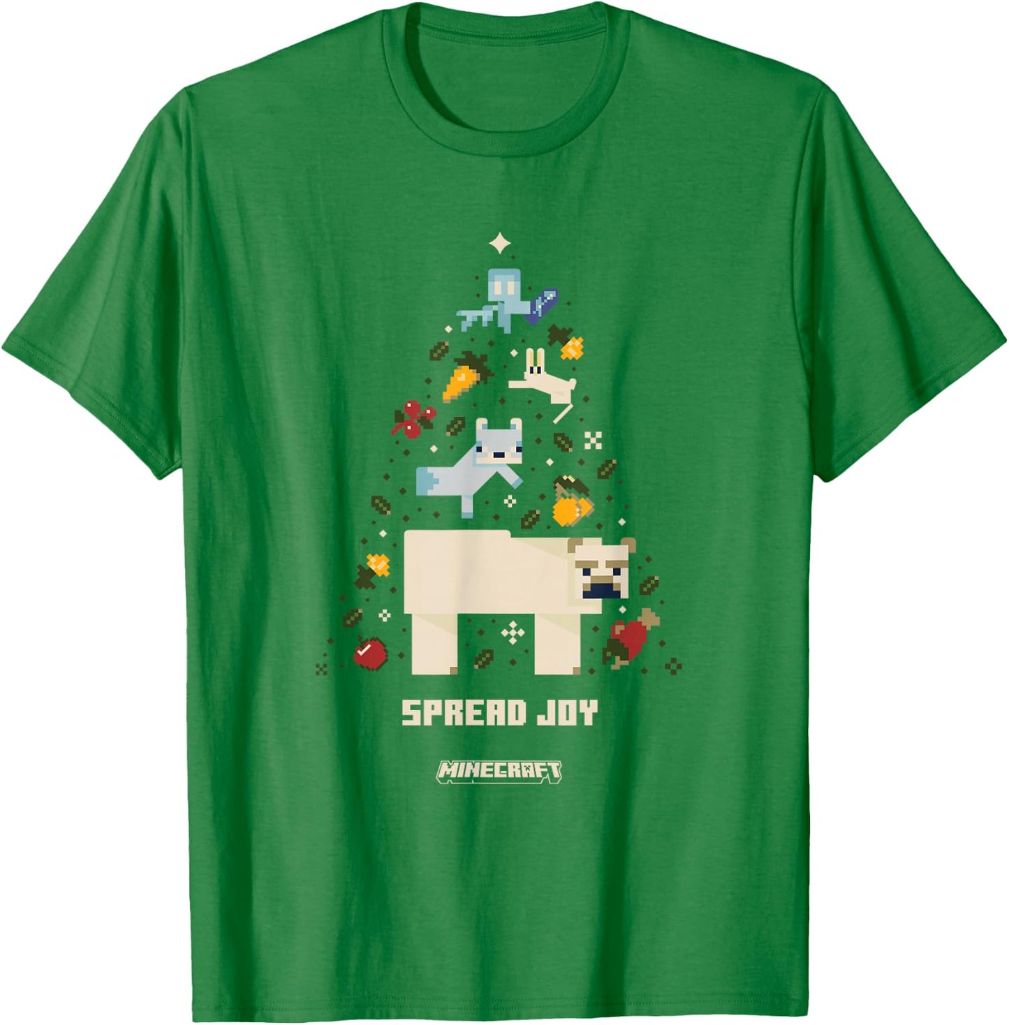 Minecraft Christmas Spread Joy Xmas Tree Group Shot T-Shirt - T-Shirt | Irish Green