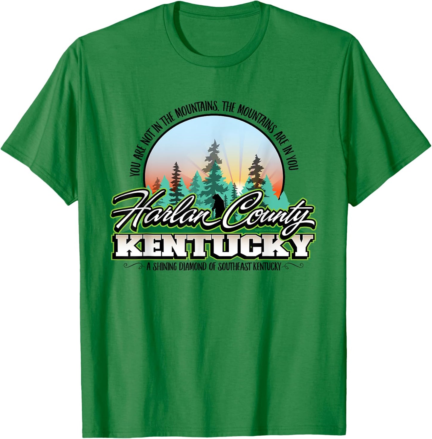 Harlan County Kentucky The Mountains Are In You Black Bear T-Shirt - T-Shirt | Irish Green