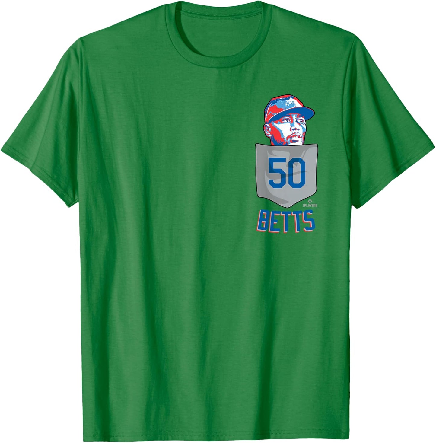 Mookie Betts Los Angeles Baseball Pocket MLBPA T-Shirt - T-Shirt | Irish Green