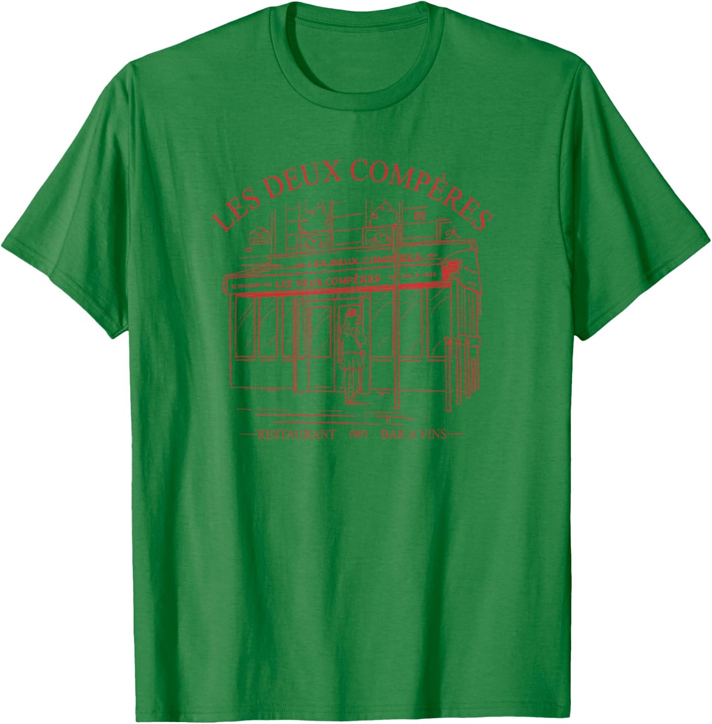 Emily in Paris Les Deux Compères Restaurant Outline Portrait T-Shirt - T-Shirt | Irish Green